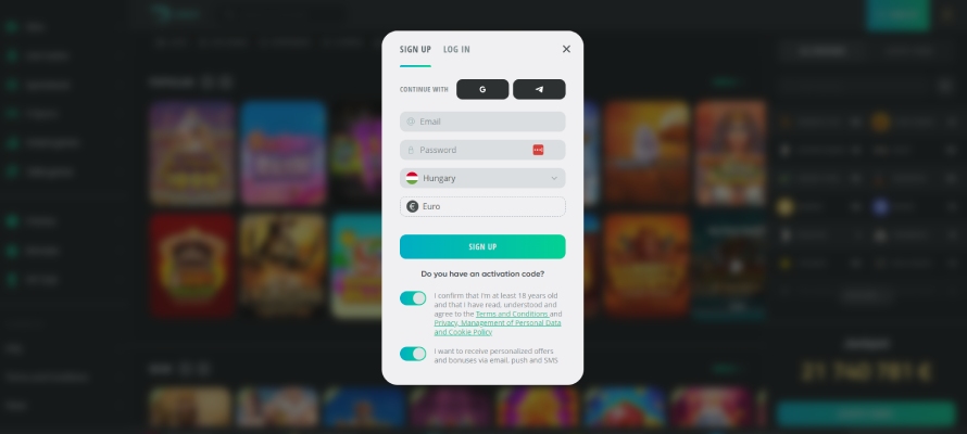 Drip Casino regisztráció