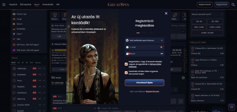 GreatSpin regisztráció