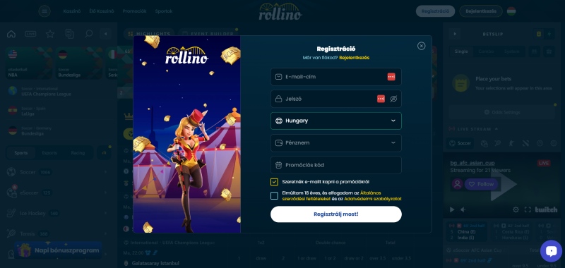 Rollino regisztráció