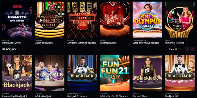 Starda Casino élő játékok