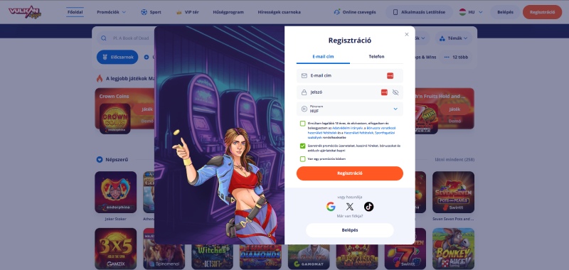 Vulkan Vegas Casino regisztráció