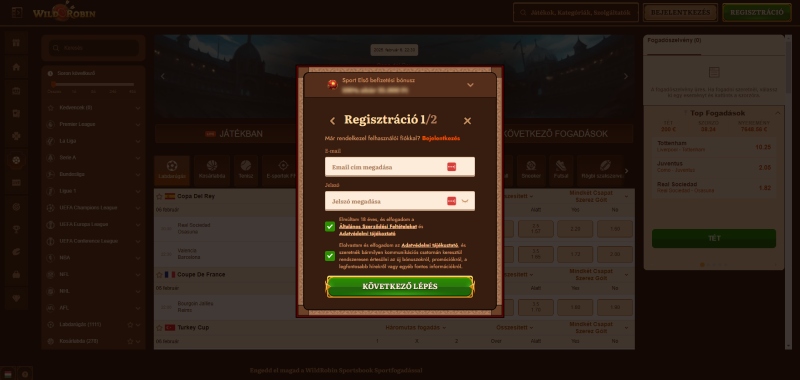 WildRobin regisztráció