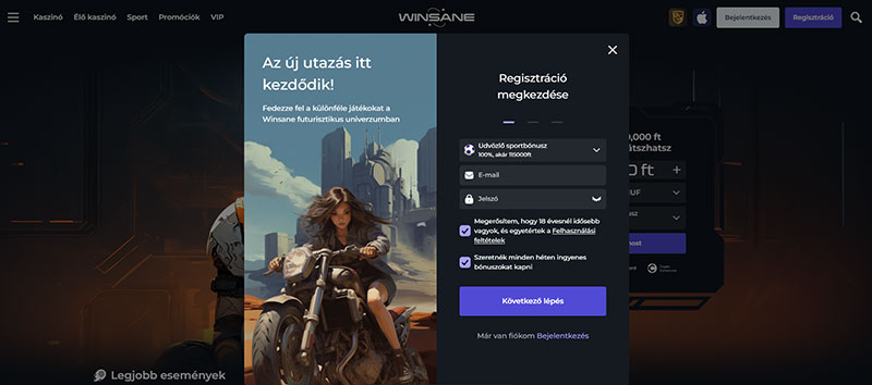 Winsane regisztráció
