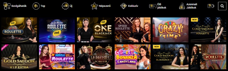 ZetCasino élő játékok